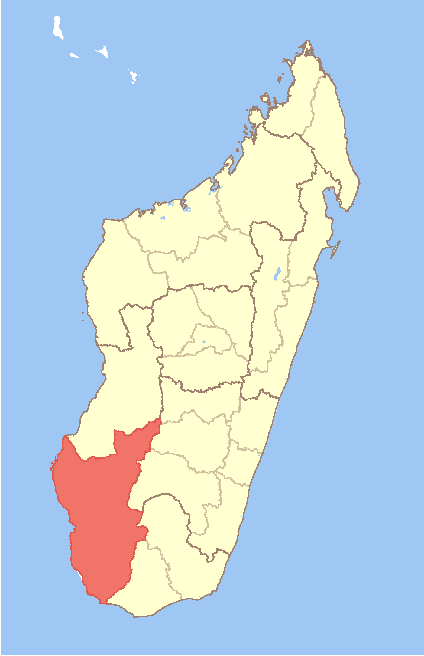 Carte de la région Atsimo Andrefana